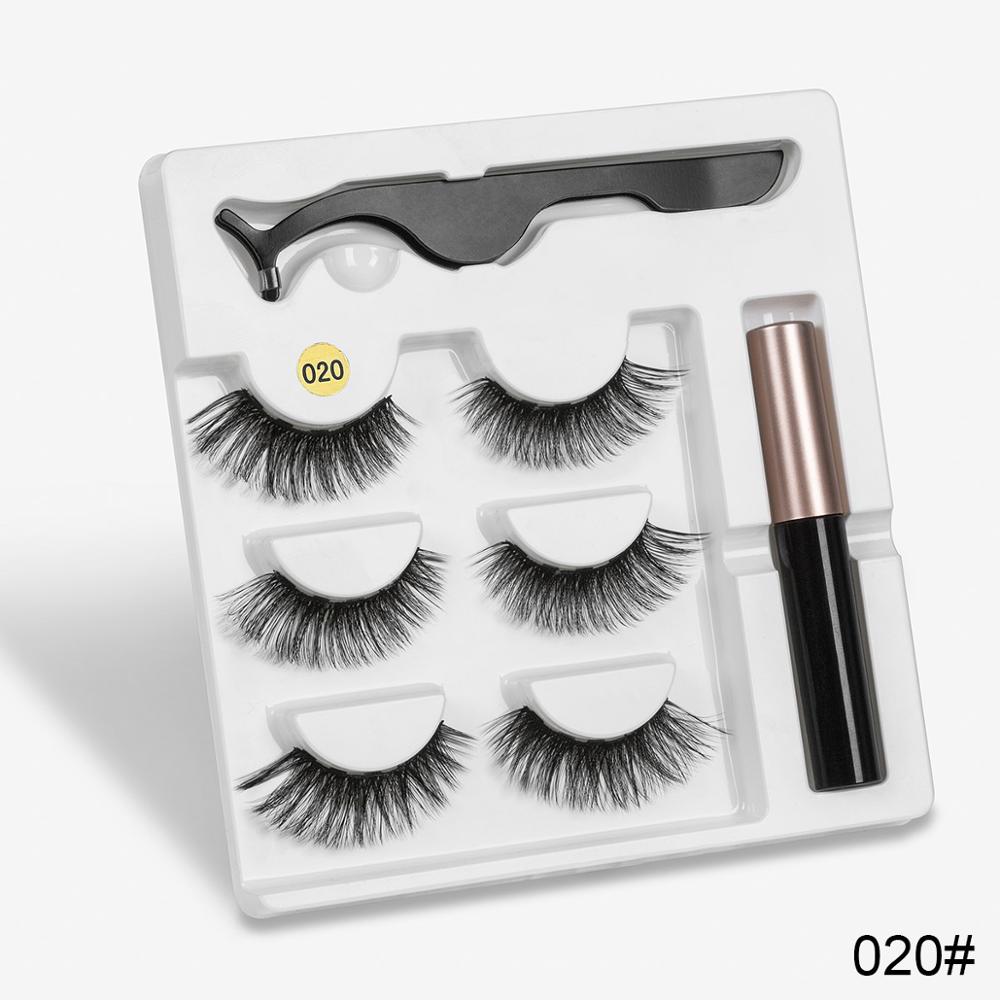 No Glue Needed 3 Pair Eyelashes Set With Tweezer & Magnetic Eyeliner