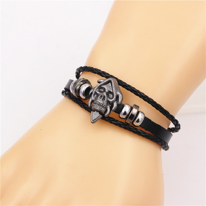 Multilayer Men Casual Fashion Braided Leather Bracelet Punk Rock Jewelry