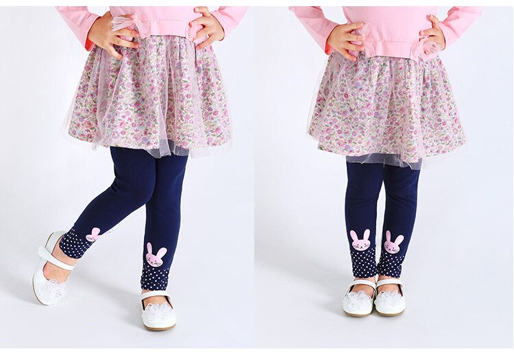 Elastic Waist Solid Cute Girl Leggings Children Cartoon Fashion 6T-8T Pants Kids Tights Thick Leggings Flower Rabbit