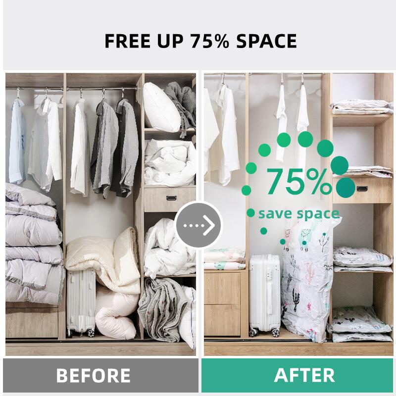 Reusable Vacuum Bag and Pump Cover for Clothes Storing Large Plastic Compression Bag for Travel Accessories Storage Container