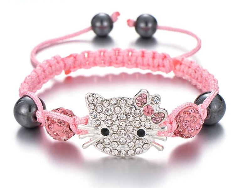 Pink Hello Kitty European Charm Bracelet With Pink Hearts And