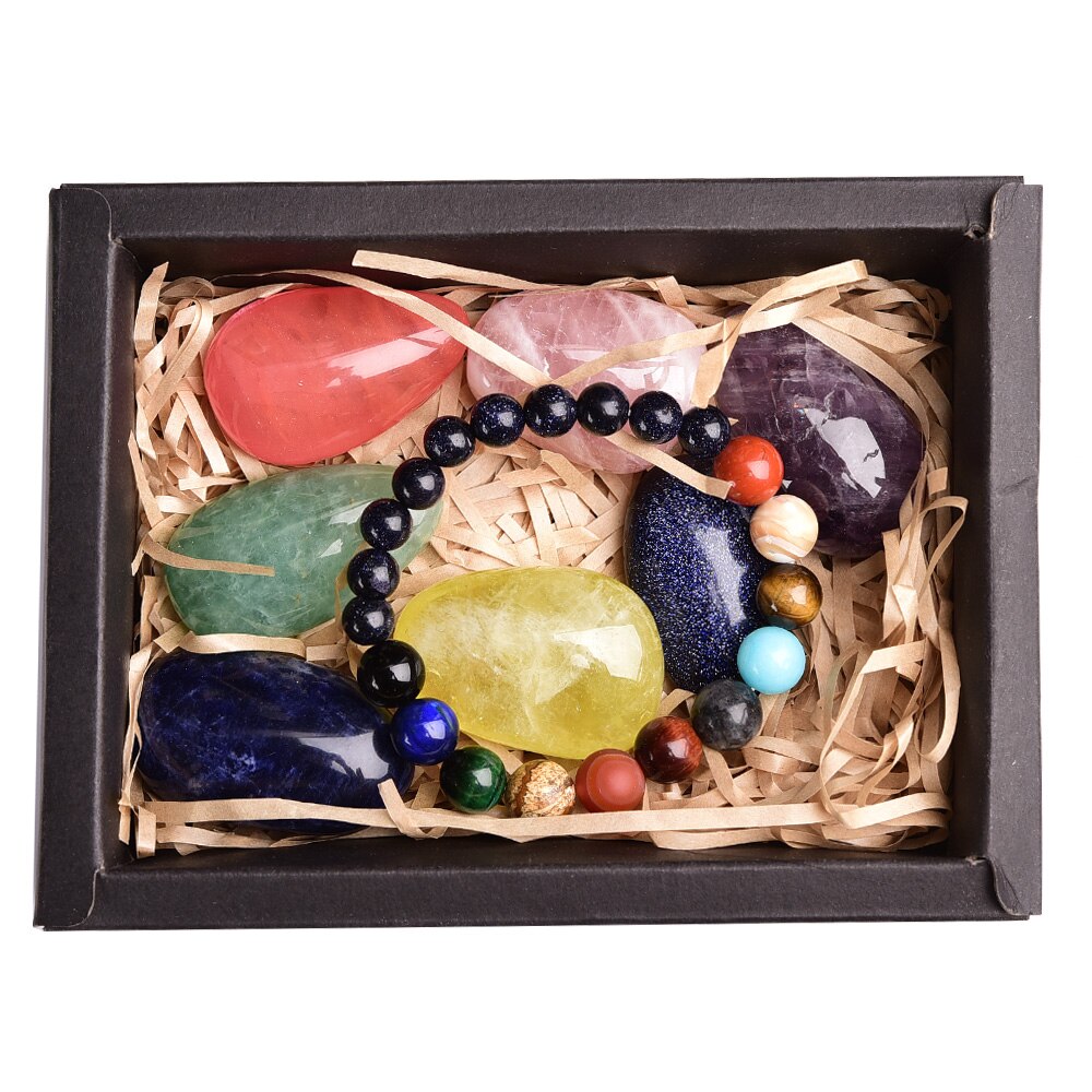 Seven Chakra Healing Stone Mineral and Bracelet Set