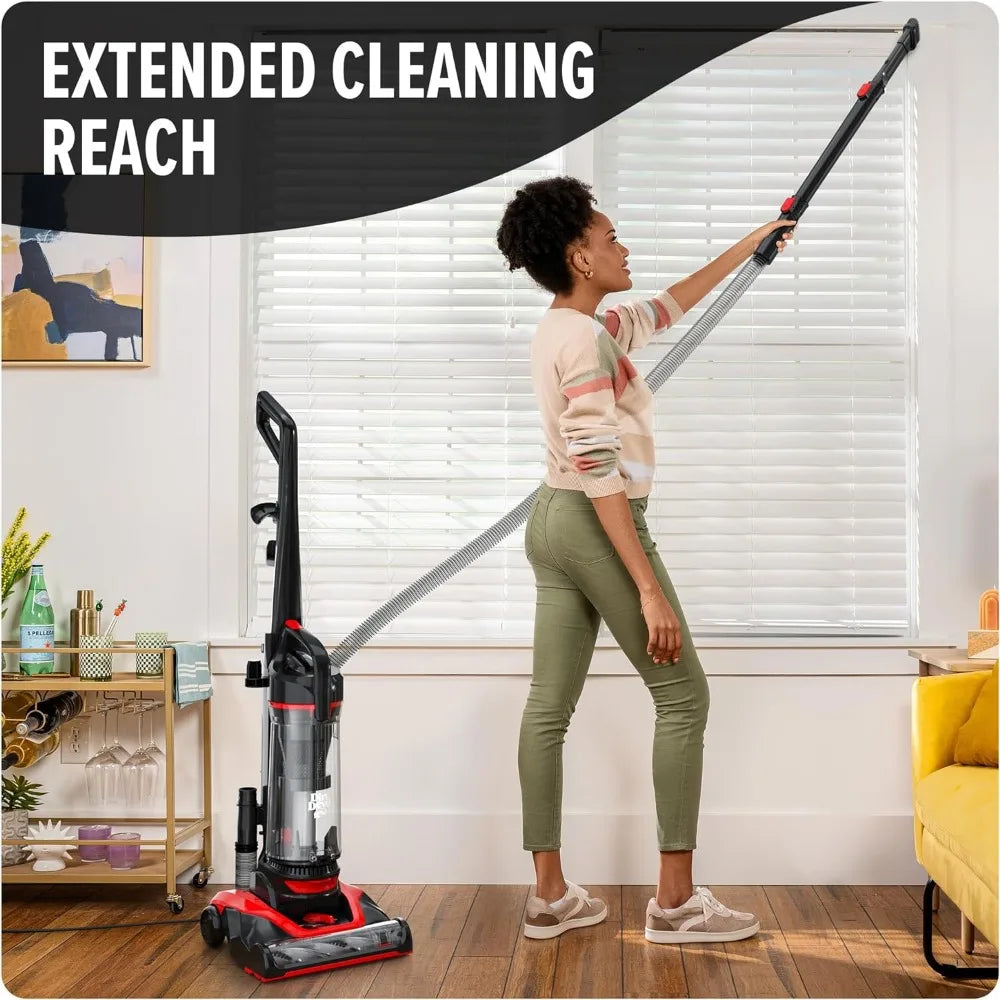 Dirt Devil Multi-Surface Extended Reach+ Bagless Vacuum Cleaner, Upright for Carpet and Hard Floor, Lightweight, UD76300V, Red