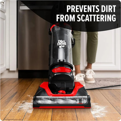 Dirt Devil Multi-Surface Extended Reach+ Bagless Vacuum Cleaner, Upright for Carpet and Hard Floor, Lightweight, UD76300V, Red