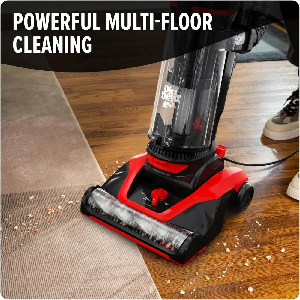 Dirt Devil Multi-Surface Extended Reach+ Bagless Vacuum Cleaner, Upright for Carpet and Hard Floor, Lightweight, UD76300V, Red