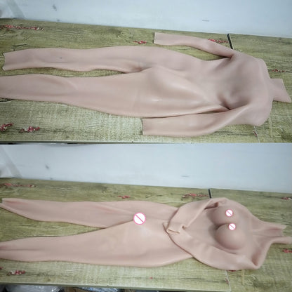 Silicone Full Bodysuit With Vaginal Tube and Catheter For Transgender Crossdressers Silicone Breast Forms Drag Queen