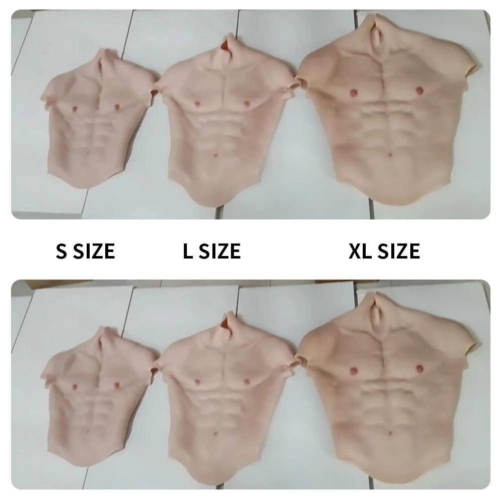 Crossdressing Men Fake Muscle Suit Full Bodysuit Fake Man Muscles Silicone Fake Chest Cosplay Costumes Silicone Prostheses Pants