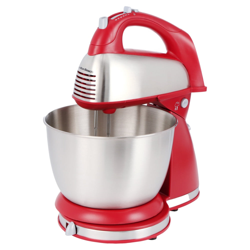 Hamilton Beach Classic Hand and Stand Mixer Red, 4 Quart, Model 64654  Blender Portable