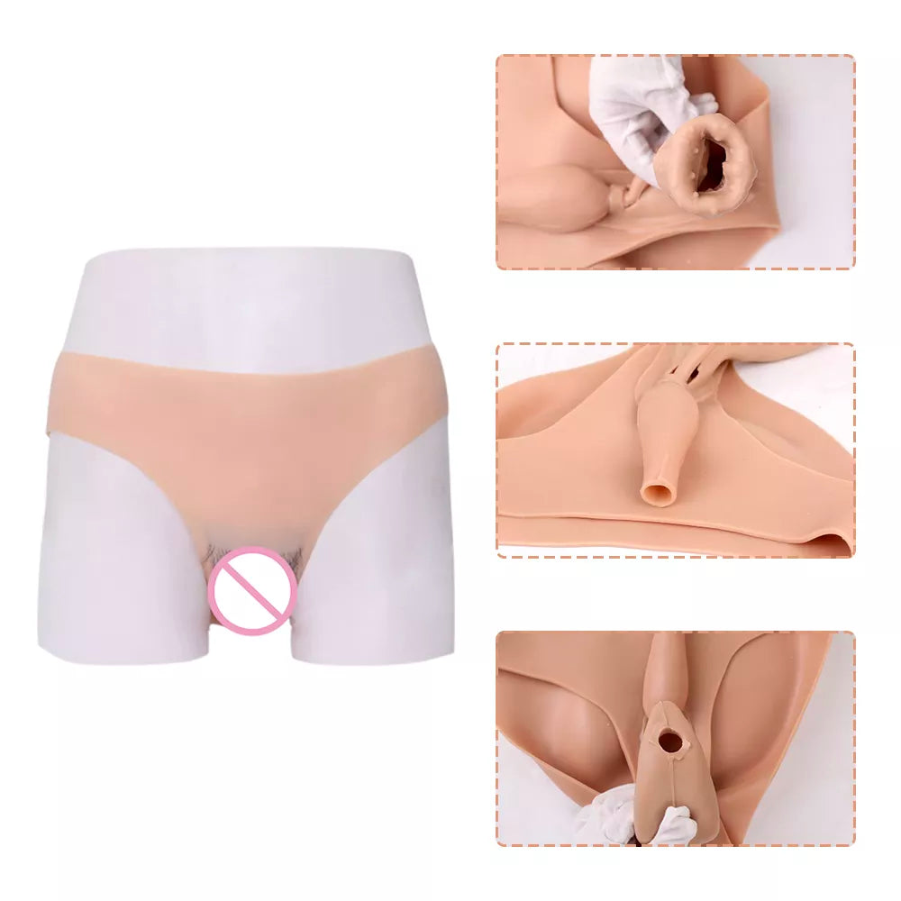 Silicone Vaginal Panties Shorts Insertable Vagina With Urinary Tube Adult for Men Crossdresser