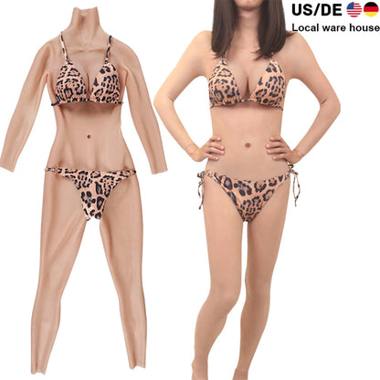 Silicone Full Bodysuit With Vaginal Tube and Catheter For Transgender Crossdressers Silicone Breast Forms Drag Queen