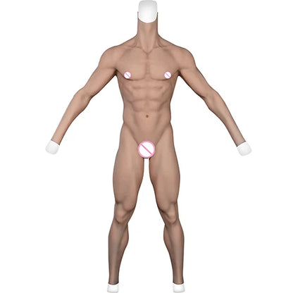 Crossdressing Men Fake Muscle Suit Full Bodysuit Fake Man Muscles Silicone Fake Chest Cosplay Costumes Silicone Prostheses Pants