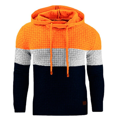 Men's Patchwork Knitted Hoodies Sweatshirt Pullover