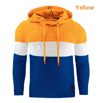 Men's Patchwork Knitted Hoodies Sweatshirt Pullover