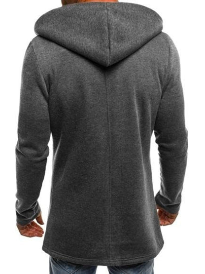 Casual Men's Hooded Fashion Stitching Solid Color Cardigan Sweater