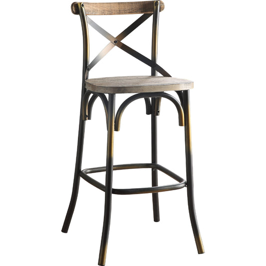 Zaire Bar Chair (1Pc) in Antique Copper & Antique Oak 96805