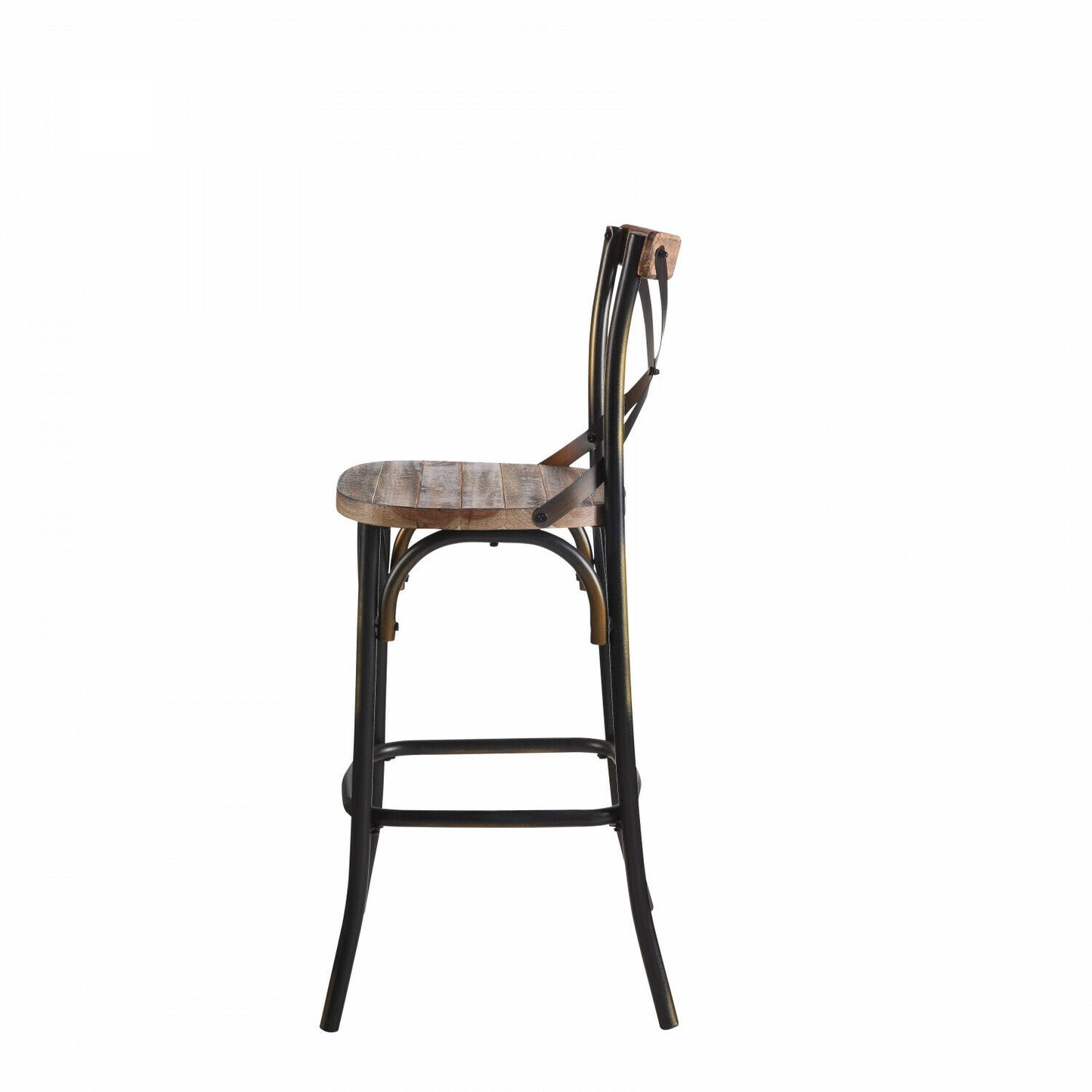 Zaire Bar Chair (1Pc) in Antique Copper & Antique Oak 96805