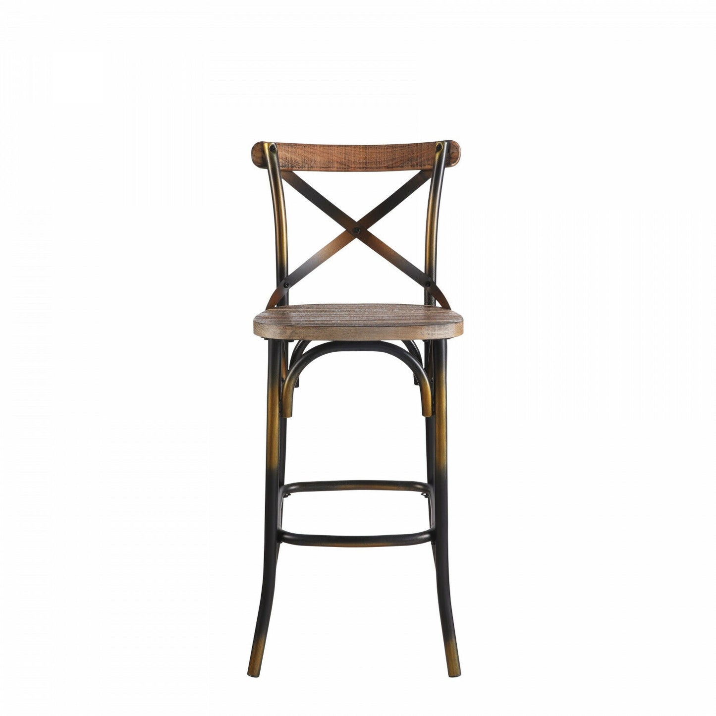 Zaire Bar Chair (1Pc) in Antique Copper & Antique Oak 96805