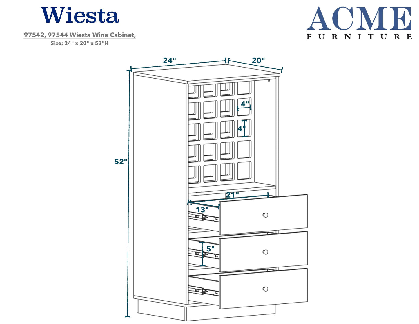 Wiesta Wine Cabinet in Antique White 97544