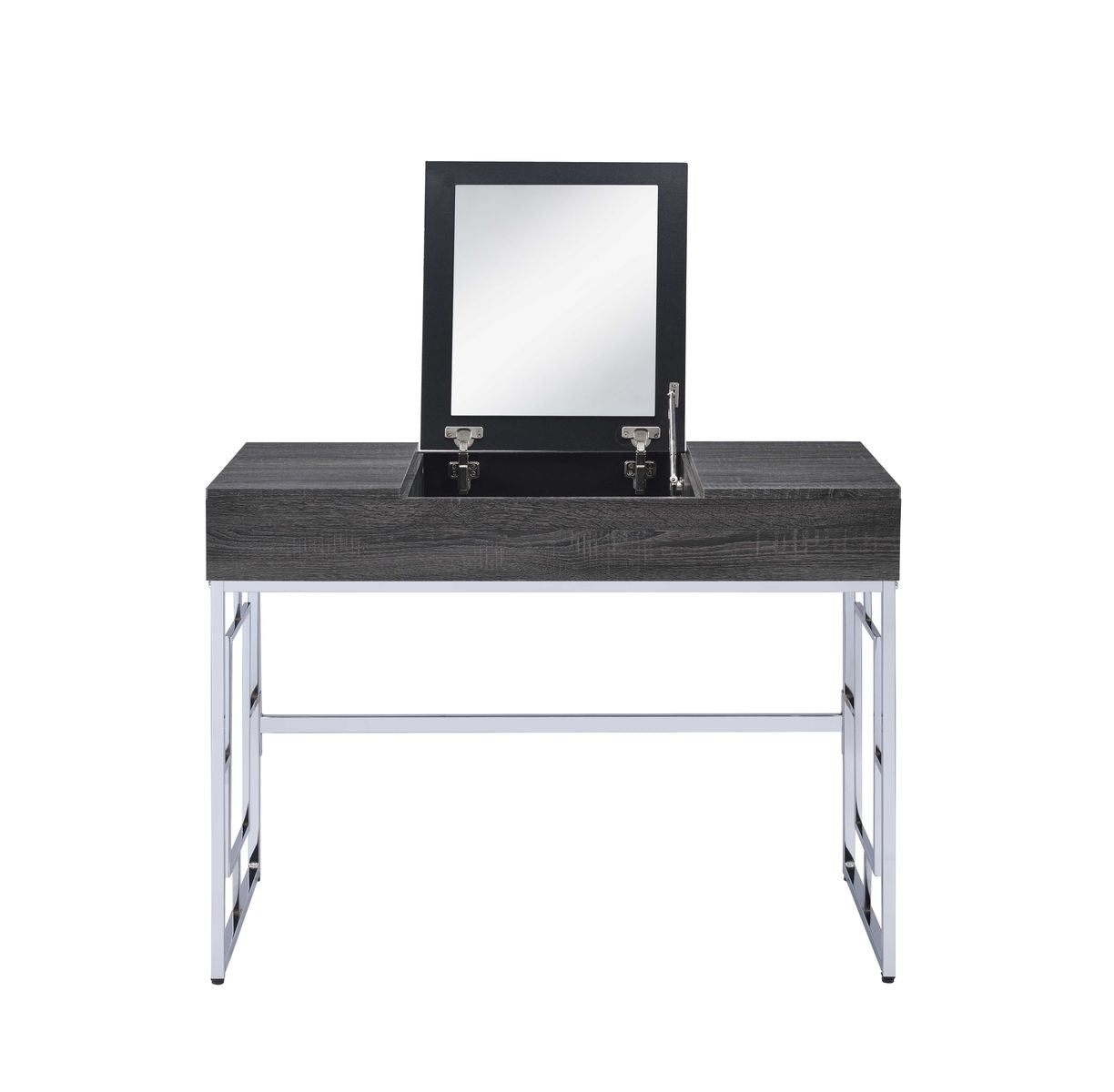 Saffron Vanity Desk in Black Oak & Chrome 90317