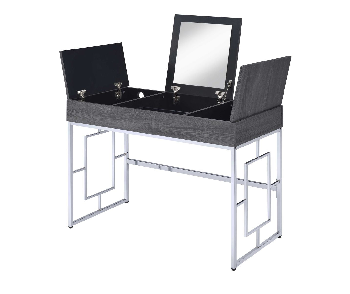 Saffron Vanity Desk in Black Oak & Chrome 90317