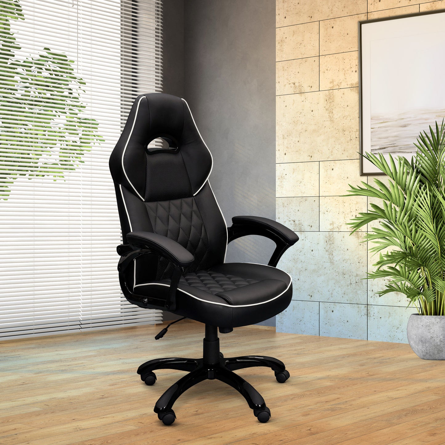 Techni Mobili High Back Executive Sport Race Office Chair, Black