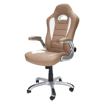 Techni Mobili High Back Executive Sport Race Office Chair with Flip-Up Arms, Camel