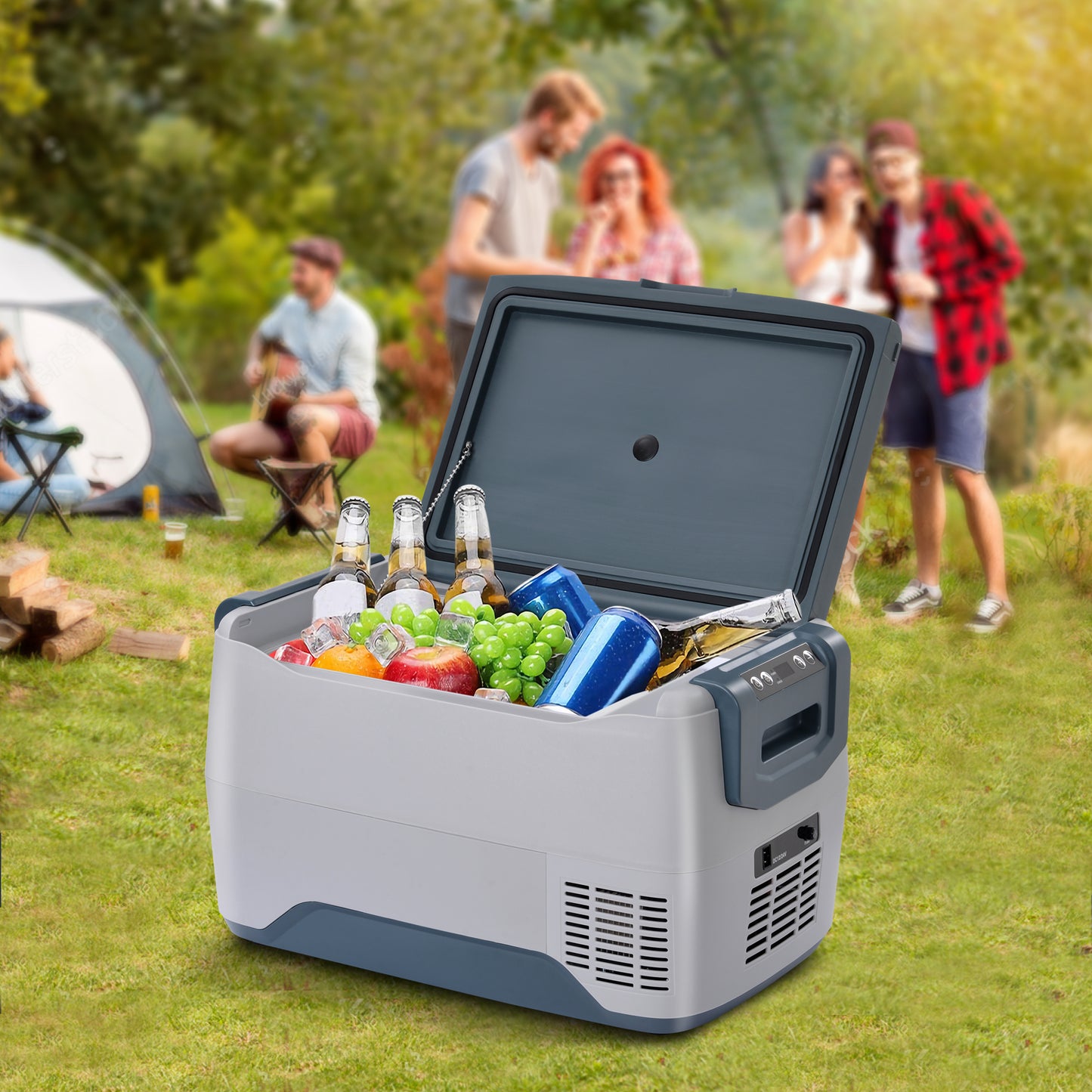 37qt (30L) Car Fridge Portable Freezer Cooler with 12/24V DC, Travel Refrigerator for Vehicles, Car, Truck, RV, Camping BBQ, Patio Picnic and Fishing Outdoor