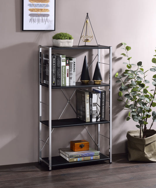 Tennos Bookshelf, Black  Chrome Finish 93197