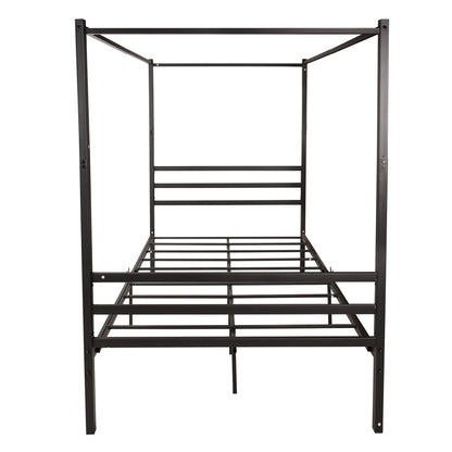 Sturdy Minimalistic Metal Canopy Bed Frame, Platform Bed Frame Full w Frame ,Full Black