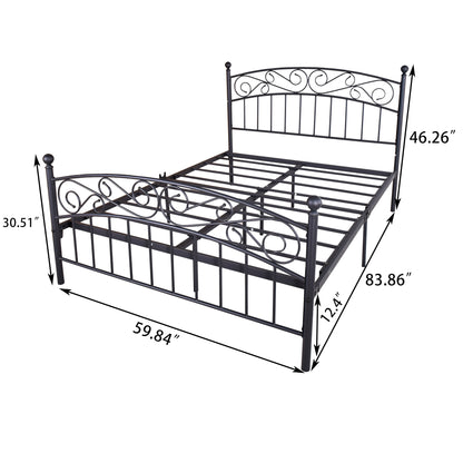 Heavy Duty Quick Assembly Metal Bed Frame with Headboard and Footboard
