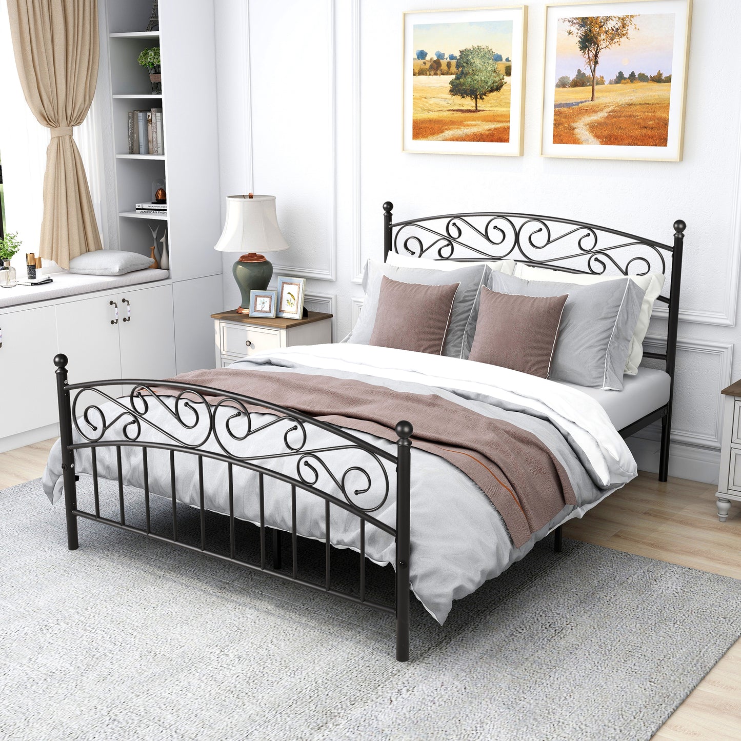 Heavy Duty Quick Assembly Metal Bed Frame with Headboard and Footboard