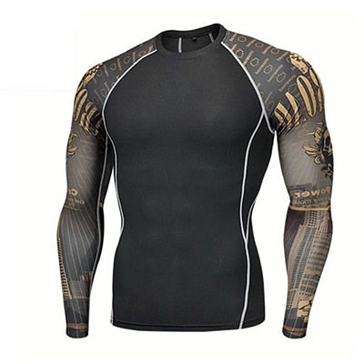 Fitness MMA Boxing Shirt Men Rashguard Skull Print 3D Boxing Jerseys Tops