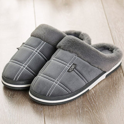 Warm Feet Men's Gingham Plush House Slippers