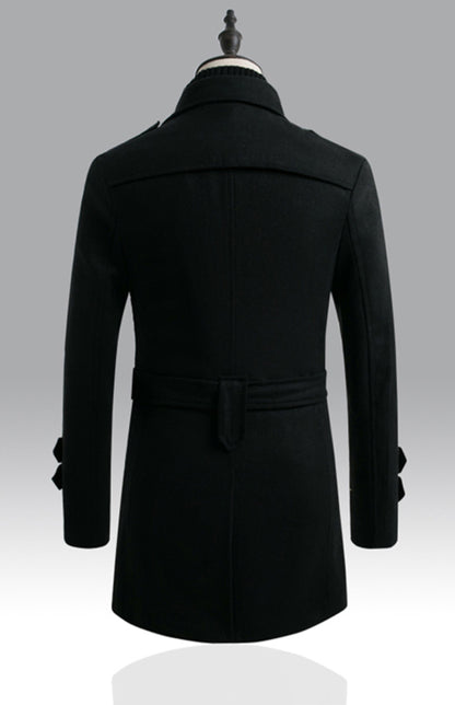Men's Double Breasted Jacket Slim Long Trench Coat