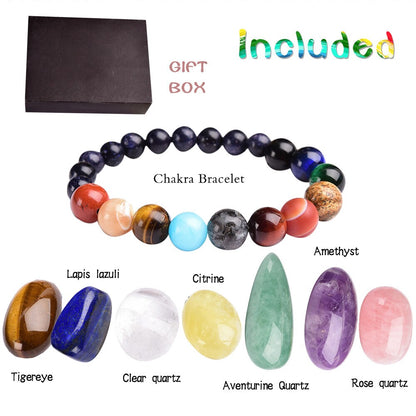 Seven Chakra Healing Stone Mineral and Bracelet Set