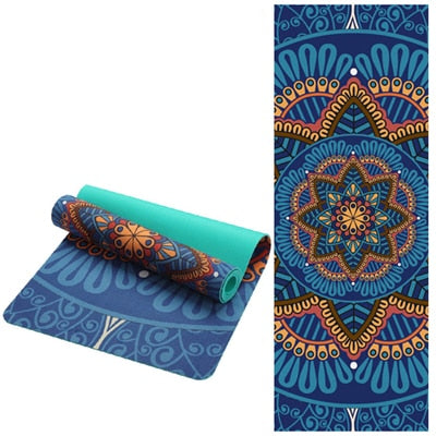 Stretch Pray Do Yoga Lotus Pattern Suede TPE Yoga Mat