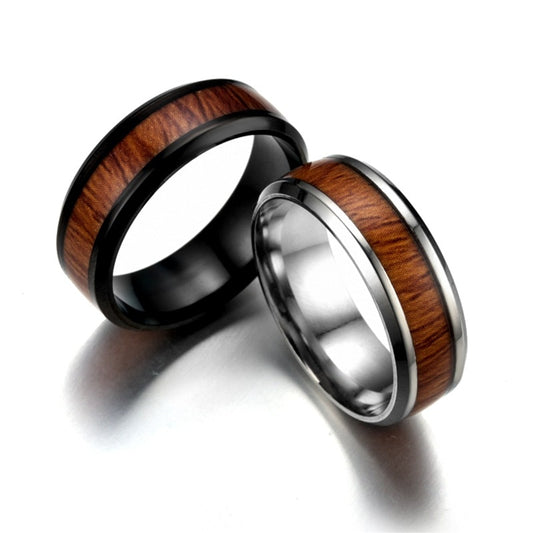 Men's Vintage Stainless Steel & Wood Rings