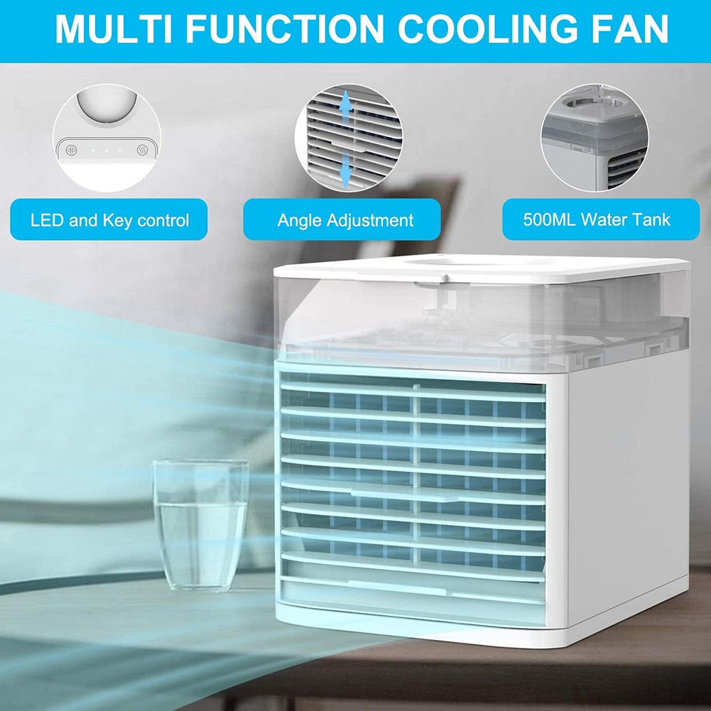 Personal Portable Mini Air Conditioner Air Cooler Fan Light USB Cools, Humidifies & Cleans Dust Particles Sterilization