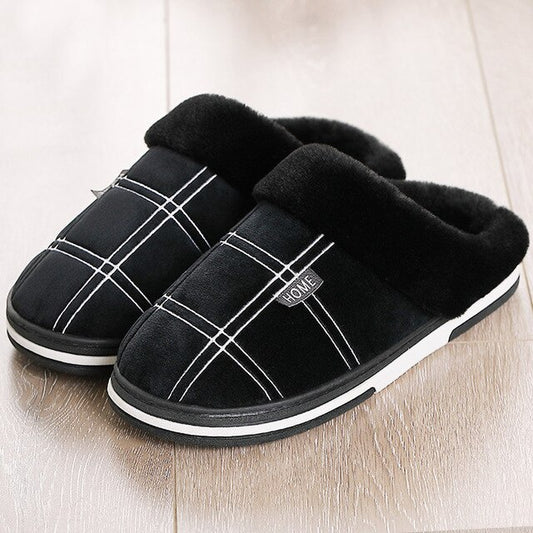 Warm Feet Men's Gingham Plush House Slippers
