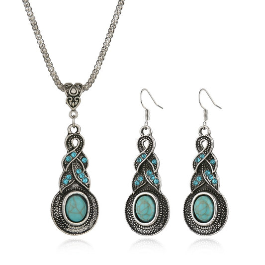 Free Spirit Tibetan Silver & Turquoise Necklace & Earrings Set