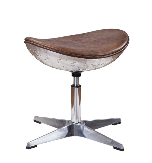 Brancaster Stool, Retro Brown Top Grain Leather & Aluminum 96160