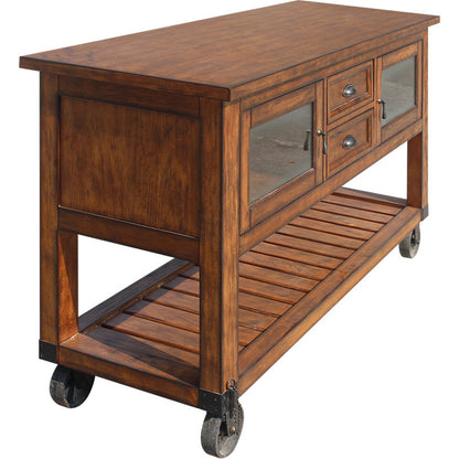 Wood Kadri Kitchen Cart, Distressed Chestnut 98180