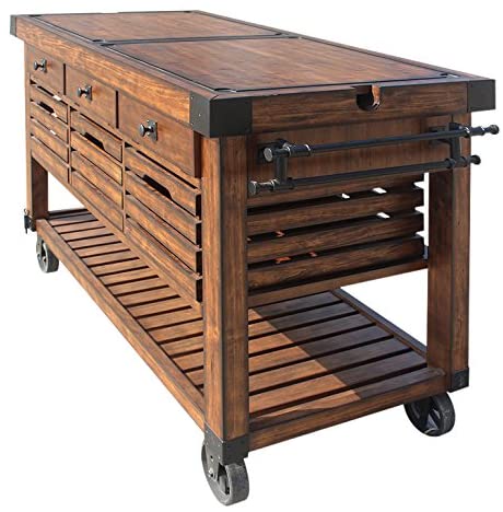 Kaif Kitchen Cart, Distressed Chestnut 98184