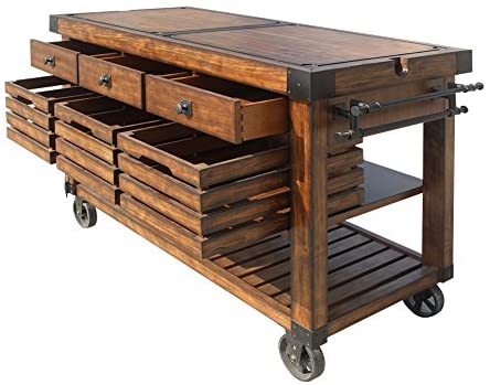 Kaif Kitchen Cart, Distressed Chestnut 98184