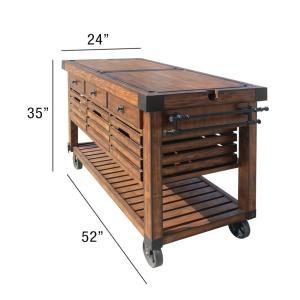 Kaif Kitchen Cart, Distressed Chestnut 98184