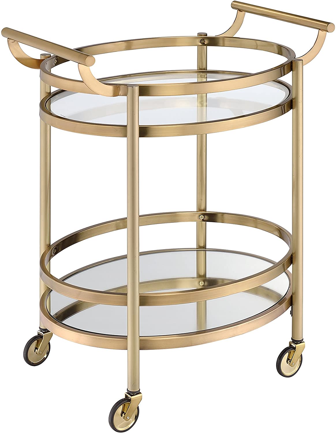 Lakelyn Serving Cart, Brushed Bronze & Clear Glass 98190
