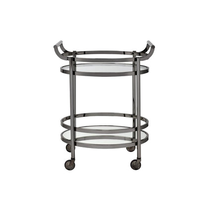 Lakelyn Serving Cart, Black Nickel & Clear Glass 98191