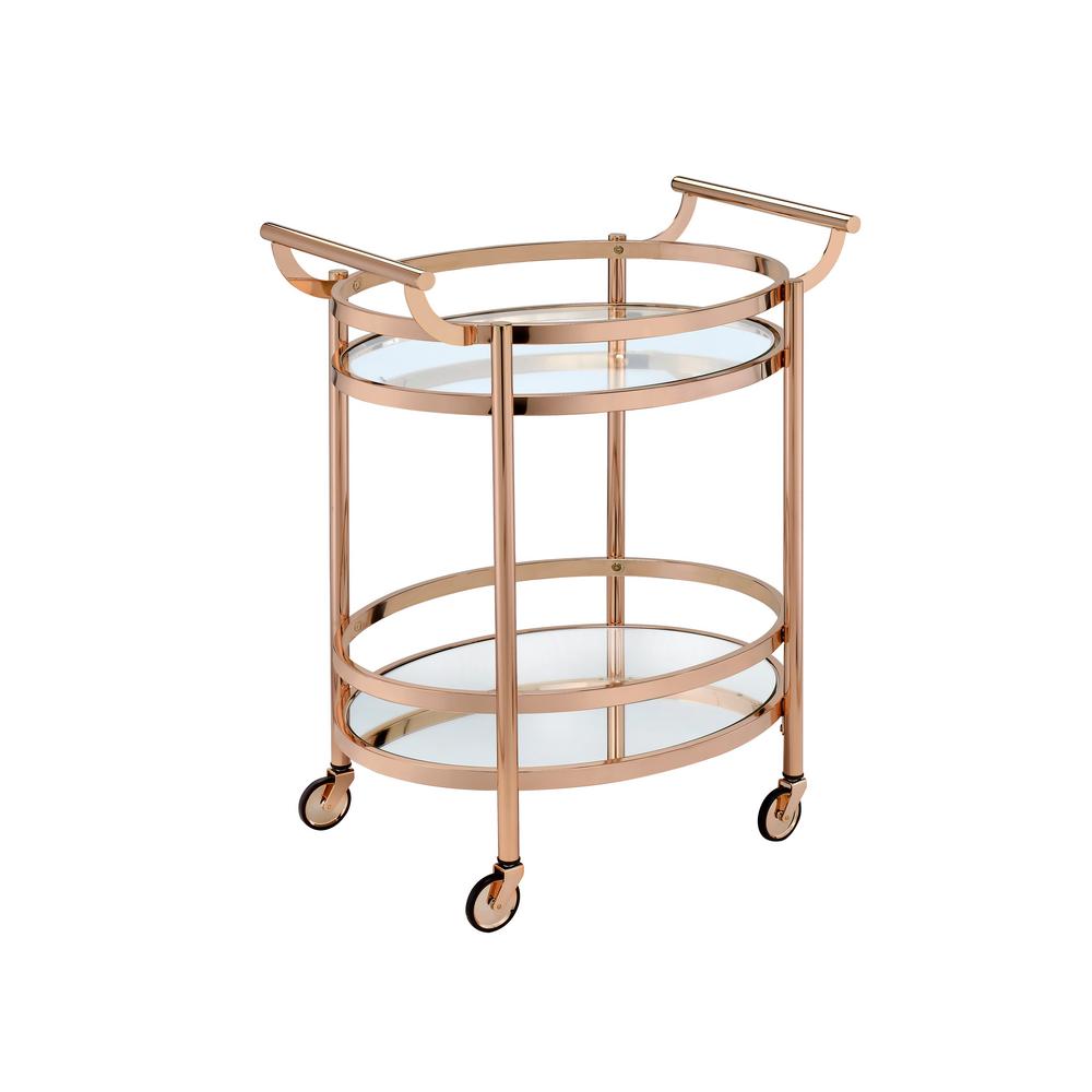 Lakelyn Serving Cart, Rose Gold & Clear Glass 98192