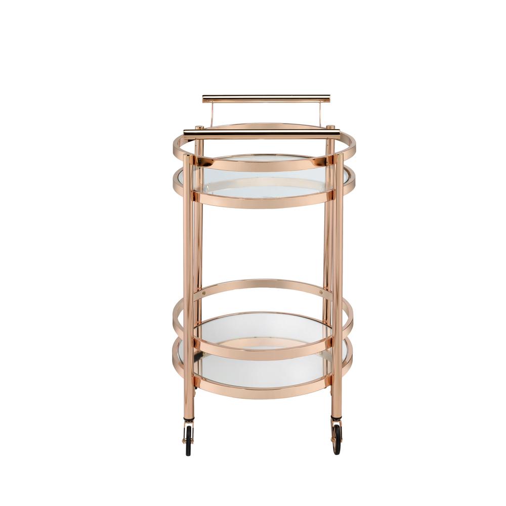 Lakelyn Serving Cart, Rose Gold & Clear Glass 98192