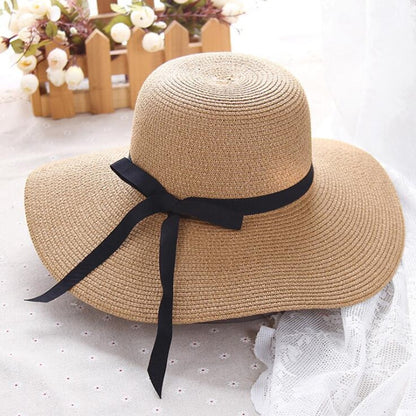 Sun Kissed Beautiful Wide Brim Straw Hat with Ribbon